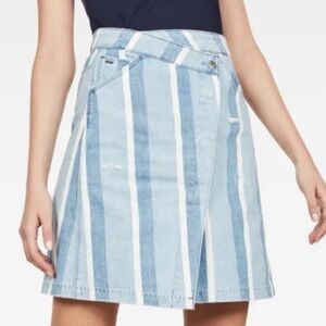 G Raw blue Stripe Denim distress Wrap Mini Skirt 27 asymmetrical medium